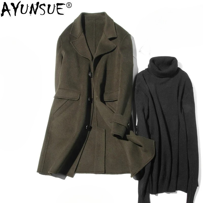 AYUNSUE 100% Wool Coat Men Aut – обзор и цена Wool Coat Peacoat