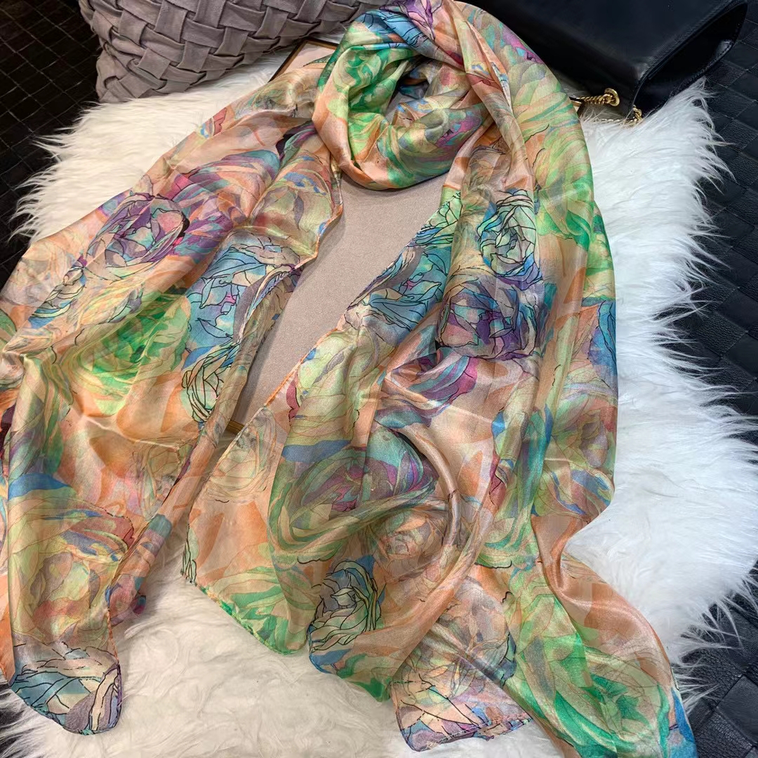 Ladies Green 100% Silk Scarf S – обзор и цена Shawl Wrap Winter