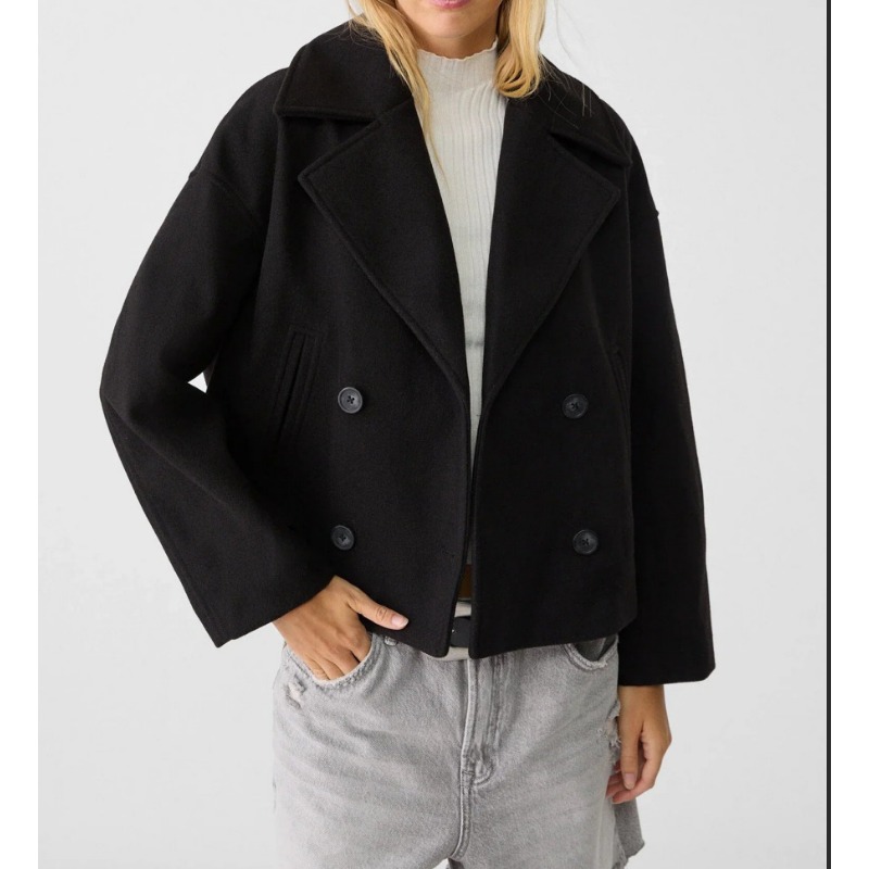 Women's Oversized Double Breas – обзор и цена Wool Coat Peacoat