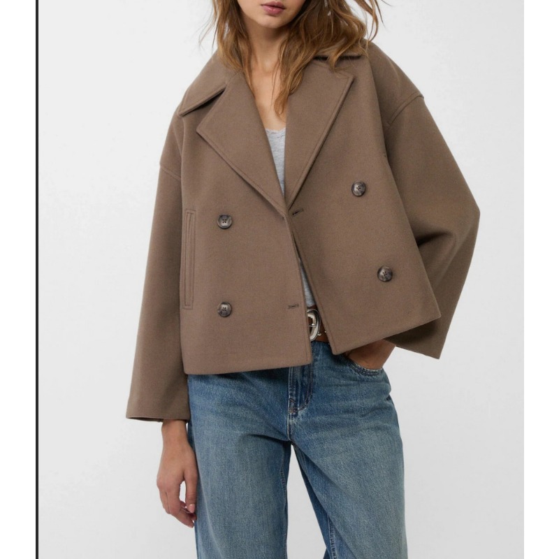 Women's Oversized Double Breas – обзор и цена Wool Coat Peacoat
